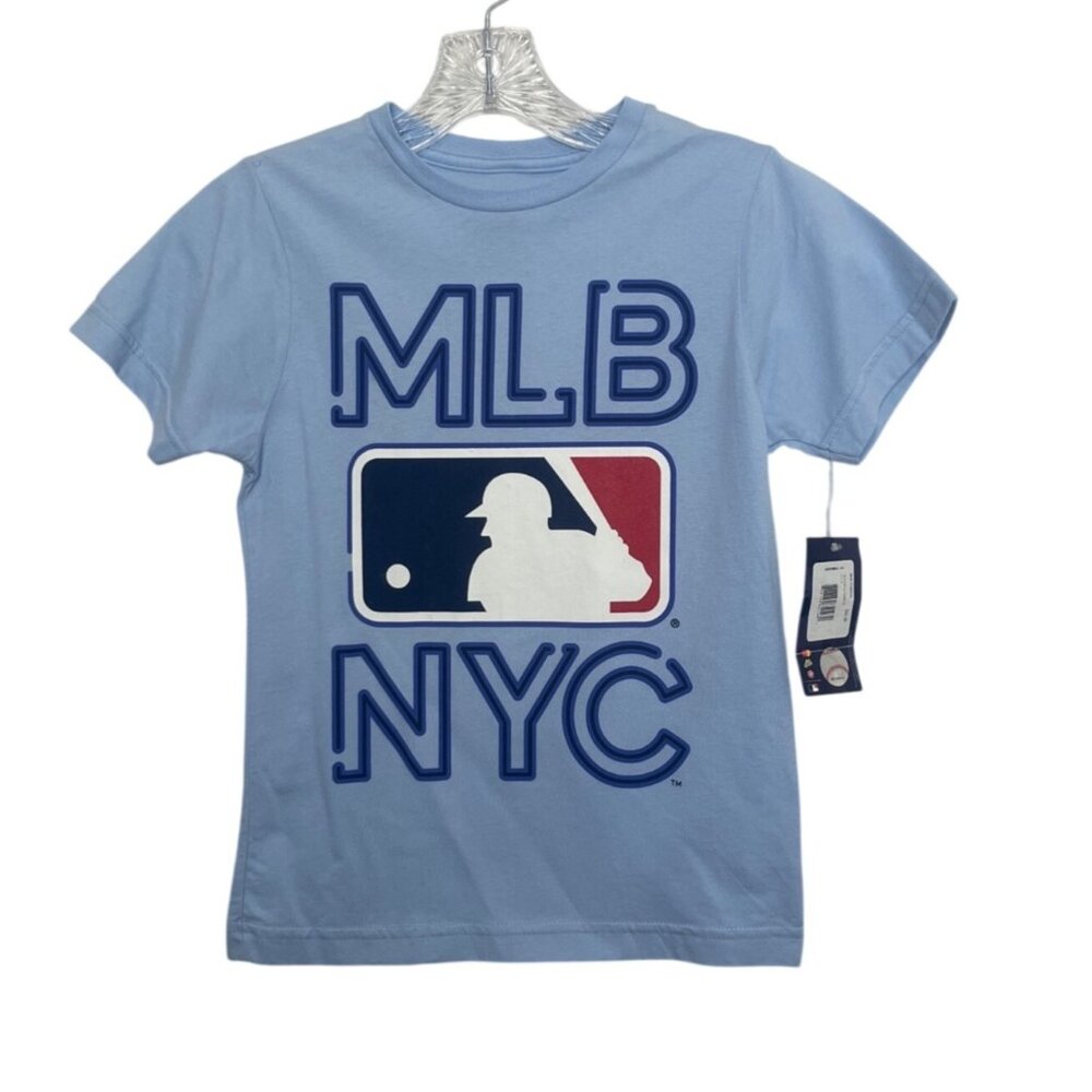 MLB NYC Baseball Tshirt Boys Small Blue New Genuine Merchandise Sports Tee